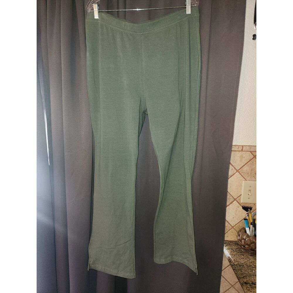 Woman Within Green Lounge Pants Size L 18/20 Straight Leg Comfort Sweatpants
